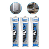 3x Adesivo Silicone Cinza Poliuretano Pu40 Uso Geral 420g