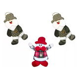 3x Enfeites Pendurar Árvore Natal Boneco Neve Papai Noel