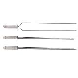 3x Espetos Para Churrasco Inox Espada E Duplo Lâmina 40cm