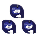3x Fita Plástica 91201 P Rotuladora Dymo Letratag Etiqueta Cor Branco