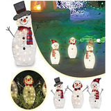 3x Kit Enfeites De Natal Boneco Neve Brilhante Com Luzes Led