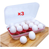 3x Organizador Porta Ovos Geladeira Grande Com Tampa 15 Un