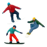 3x Pintado À Mão Escala Ho 1 87 Mini Esqui Figura D