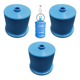 3x Tampão De Silicone Azul Para Galão Com Furo Para Airloc Liso