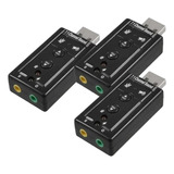 3×adaptador Placa Som Usb 7 1 Adaptador Áudio Notebook Pc