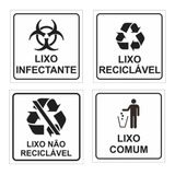 4 Adesivos Lixo Infectante Reciclável Comum Lixeira 15x15cm