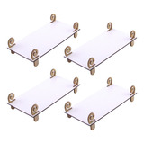 4 Bandejas Retangular Flat Porta Doces - Mdf Branco