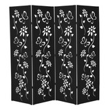 4 Biombo Painel Pintado Tingido Mdf Ambiente Branco Preto
