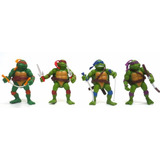 4 Bonecos Tartarugas Ninjas Verde 12cm Cartelados Articulado