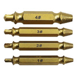 4 Broca Danificado Bits Stud Parafuso Removedor Dourado