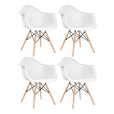 4 Cadeiras Cozinha Eames Wood Daw Com Braços Cores Estrutura Da Cadeira Branco