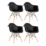 4 Cadeiras Cozinha Eames Wood Daw Com Braços Cores Estrutura Da Cadeira Preto