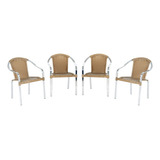 4 Cadeiras De Aluminio E Fibra