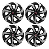 4 Calota Spider Black Silver Aro 13 Fiat Uno Palio Siena