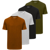 4 Camisetas Básicas Algodão Masculina Cores