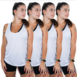 4 Camisetas Regata Feminina Dry Fit Musculação Tecido Fresco
