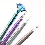 4 Caneta Diamante Cristal Esferográfica Ponta Fina 