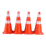 4 Cones Borracha Flexível 75 Cm Laranja/branco C/faixas Refletivas