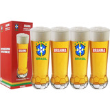 4 Copos Bola Seleção Brasileira Copa Do Mundo Brahma 420ml