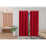 4 Cortinas Porta Balcão 2,80m X2,20m Ilhós Branco Cor Vermelho