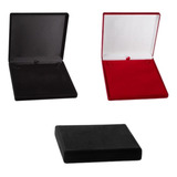 4 Estojos Caixinha Estojo Linha Veludo - Colar Grande Preto, Vermelho E Azul