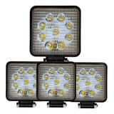 4 Farol De Milha Led Quadrado 27w 12v/24v Jeep Trolle Trator