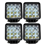 4 Farol Led Branco 48w Quadrado Pulverizador Trator Agrícola