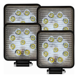 4 Farolete De Milha Led Quadrado 9 Leds 12v24v 27w Off Road