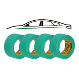 4 Fitas Crepe Verde 48mmx50m Automotiva Larga Mascaramento