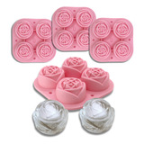 4 Formas De Gelo De Silicone Flor Rosa Diversas Utilidades