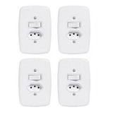 4 Interruptor Apagador Simples + Tomada 10a Embutir Pluzie