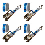 4 Kit Cinta Amarração 1ton 6mts Completa + Catraca + Gancho