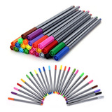 4 Kits 24 Canetas Fineliner Ponta Fina 0.4mm Papelaria Color