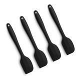 4 Mini Espátulas Silicone Cabo Maciço Vermelha Pão Duro