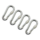 4 Mosquetão De Aço Galvanizado C/ Trava Rosca 8x80mm 230kg