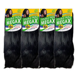 4 Pacotes Cabelo Jumbo Tranças Braids Crochet Mega X 400gr Cor Preto 01