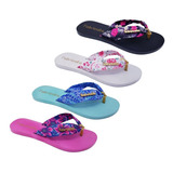 4 Pares Chinelo Dedo Sandália Feminina Tecido Estampado K125