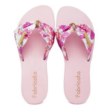 4 Pares Chinelo Sandália Feminina Laço Tecido Estampado K112