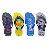 4 Pares Chinelo Sandália Infantil Estampas Menina Menino K37