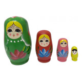 4 Pçs Russo Nidificação Bonecas Matryoshka Bonecas Verde