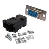 4 Peça - 2conector Db9 Fêmea + 2 Macho Com 4 Capa Preta 
