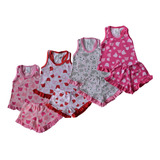 4 Pijama Regata Infantil Feminino Estampado