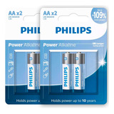 4 Pilhas Alcalinas Aa Philips (2 Cart)