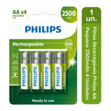 4 Pilhas Recarregável Philips Aa 2600mah
