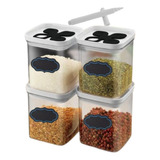 4 Potes De Tempero Queijo Ralado 300 Ml Mantimento Acrilico
