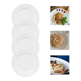 4 Pratos Jantar Raso Porcelana C/ Aba 24,5cm Buffet Oxford