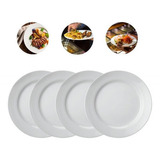4 Pratos Jantar Raso Porcelana C/ Aba 28,5cm Buffet Oxford