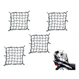 4 Rede Elástica Aranha Preta Capacete Carga Bagageiro 45x45
