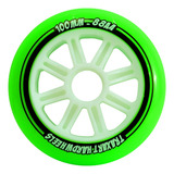 4 Rodas Traxart Hardwheels 100mm 88a / Verde - Inline Patins Cor Verde-claro