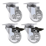 4 Rodinhas Silicone Rodizio De Gel Giratorio Com Trava 65mm